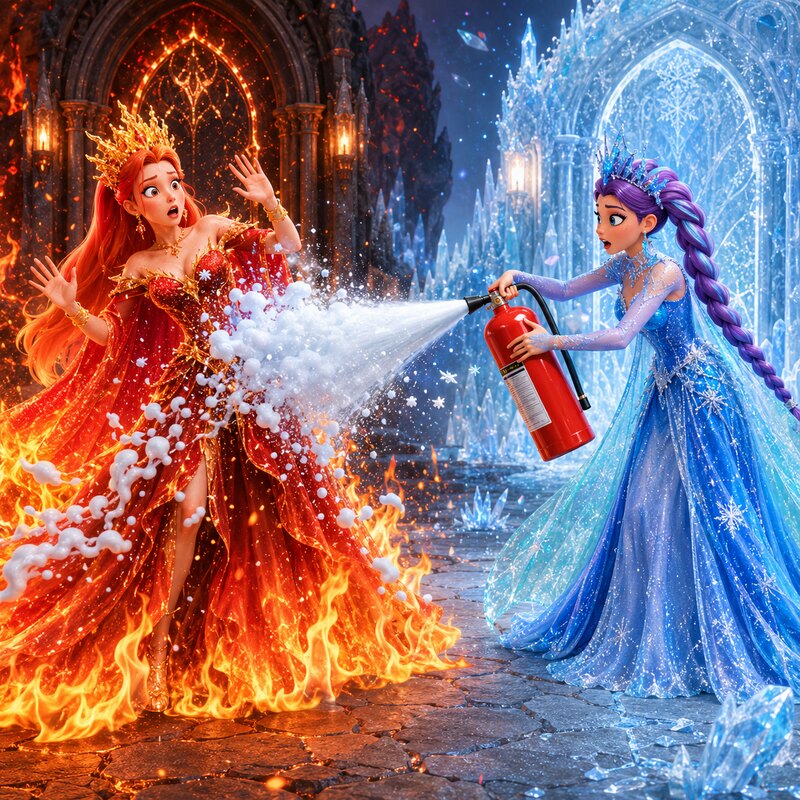 Ice Queen Put Out Fire To Save Fire Queen