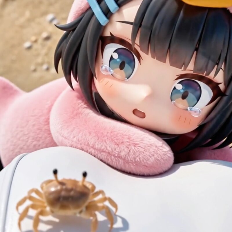 Guga Finds Tiny Crab On The Beach