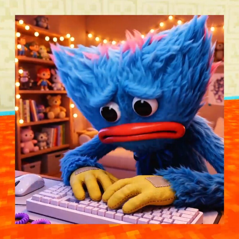 Sad Huggy Wuggy At Computer